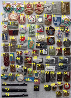 Солянка нр.2 - значки СССР разнообразные = ФИКС по 10 руб. - Общее фото.JPG