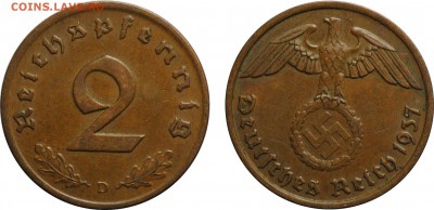 С 1 рубля, Германия, 2 пфеннига, 1937D 24.05 22-00 МСК - 2pf1937D.JPG