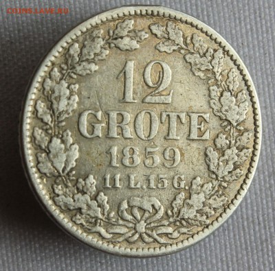 С  руб.СВОБОДНЫЙ ГАНЗЕЙСКИЙ г.БРЕМЕН 12 грот 1859г.  до 26.5 - IMG_5382.JPG