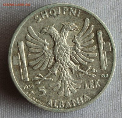 С 1 руб. АЛБАНИЯ 5 лек 1939г.ИТАЛЬЯНСКАЯ ОККУПАЦИЯ до 26.05. - IMG_5401.JPG