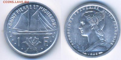 Сен-пьер и Микелон 1 франк 1948	 до 	27.05.15	 22:00 МСК - А11-21_новый размер