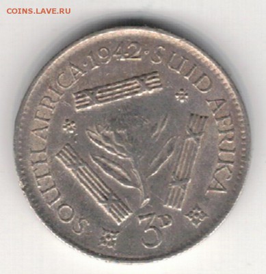 Ag Ю.Африка 3 пенса 1942 до 25.05.15 в 22.00мск (Б57) - 5-ю42а