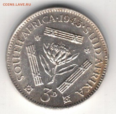 Ag Ю.Африка 3 пенса 1943 до 25.05.15 в 22.00мск (Б57) - 5-ю43а