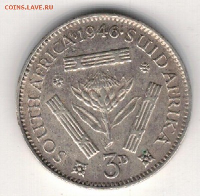 Ag Ю.Африка 3 пенса 1946 до 25.05.15 в 22.00мск (Б57) - 5-ю46а