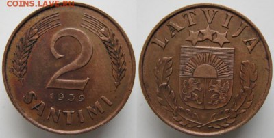 Латвия 2 сантима 1939: до 27.05.15 в 22.00 - Латвия 2 сантима 1939   444