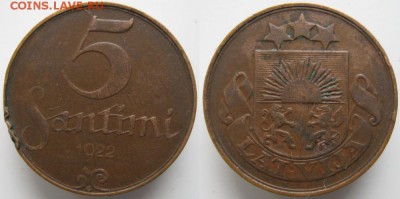 Латвия 5 сантим 1922: до 27.05.15 в 22.00 - Латвия 5 сантим 1922   432