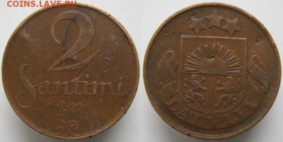 Латвия 2 сантима 1922: до 27.05.15 в 22.00 - Латвия 2 сантима 1922   450