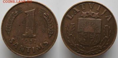 Латвия 1 сантим 1937: до 27.05.15 в 22.00 - Латвия 1 сантим 1937   457