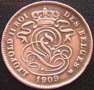 Бельгия_2 сантима 1909. Отличное качество; до 23.05_22.32мск - 9414