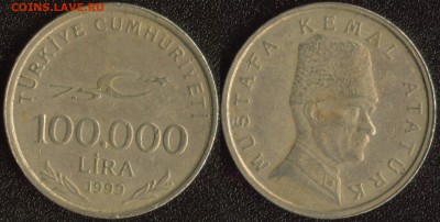 Турция 100000 лир 2000 (75 лет Республике) 22:00мск 25.05.15 - Турция 100000 лир 1999 %2875 лет Республике%29