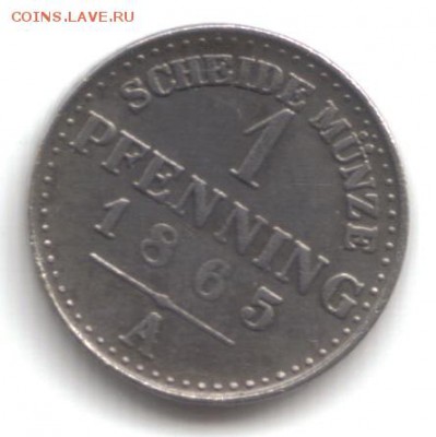 EINEN THALER-1 PFENNING 1865 - rs 4