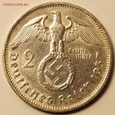 2 Рейхсмарки 1937 F Отличная до 31.05.2015 до 22:00 - 2Рейхсмарки1937_1.JPG