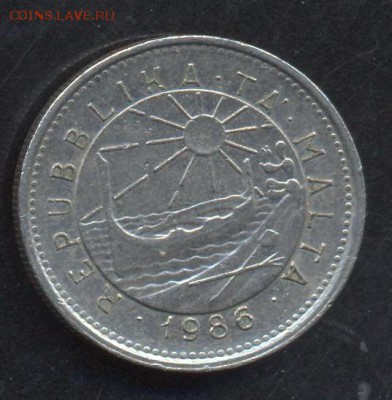 Мальта 5 центов 1986 г. 29.05.15 г. 22-00 МСК. - Мальта 5 1