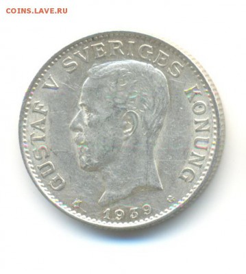 Ag. Швеция 1 крона 1939. XF. до 30.05 22:00 - 6