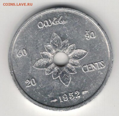 Лаос 20 центов 1952 до 01.06.15 в 22.00мск (Б187) - 1-л1