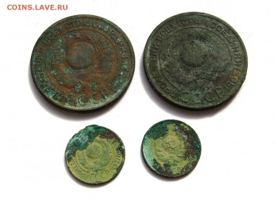 3 копейки 1924 г. - 2 шт., 1 коп. 1926 г. - 2 шт. Кладовые. - IMG_3173.JPG