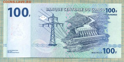 Конго,100 франков,2007,слон,до06.06.2015г. 22.00 по Москве - Конго 2007 100фра