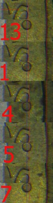 10 руб. 2005г. Ленинградская обл. 1.1В; 5-1.21В; 4-1.23В ? - сдвиг