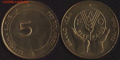 Словения 5 толариев 1995 ''ФАО'' до 22:00мск 05.06.15 - Словения 5 толариев 1995 %27%27ФАО%27%27