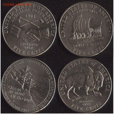 США 5 центов 2004,2005 "Льюис и Кларк" до22:00мск 05.06.15 - ssha-5-centov-lyuis-i-klark-nabor-2004-2005-goda