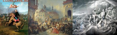 .1. Таннауэр Иоган Гонфрид. «Петр I в Полтавской битве». ~1710г. Государственный Русский музей Санкт-Петербург.2. Н. Зауервейд. «Пётр I усмиряет своих солдат после взятия Нарвы».3. Пётр I на Лахте, спасающий матросов и солдат в 1724 году. Литография с картины Бориса Чорикова. - 2