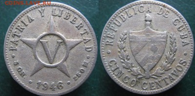 Монетки Кубы 1946-1981 по фиксу - 1.5. - Куба 5 сентаво 1946   546