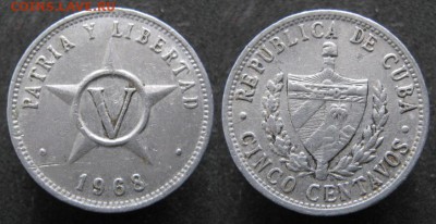 Монетки Кубы 1946-1981 по фиксу - 1.8. - Куба 5 сентаво 1968   549