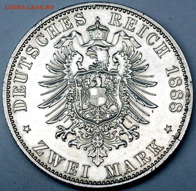 Германия. Пруссия_2 марки 1888. Отличное серебро_02.06_23.00 - 9993