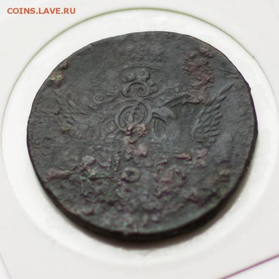 Копейка 1755 интересный перечекан.на оценку - копей1755 пер