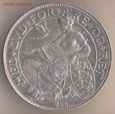 Дания 1903г 2 кроны, шикарная, оценка - 83