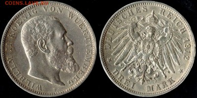 3 марки 1912 Вюрттемберг до 05.06.15 22.00 мск - Панорама