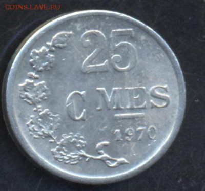 Люксембург 25 сантимов 1970 г. 5.06.15 г. 22 -00 МСК. - Люкс