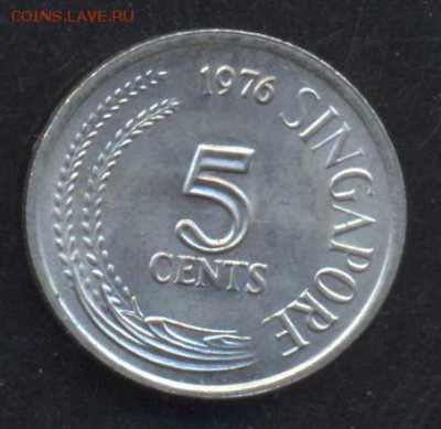 Сингапур 5 центов 1976 г. 5.06.15 г. 22 -00 МСК. - Сингапур 76