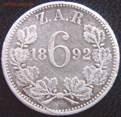 Бурская Республика_6 пенсов 1892. Редкая; до 06.06_22.02мс - 10058