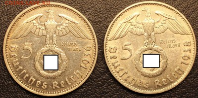 5 рейхсмарок 1938(D) и 1936 (F) до 12.06 - 22.30 мск (Блиц) - 2.JPG