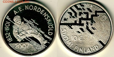 Финляндия, 10 евро 2007, пруф, с 200! - до 22-00мск 09.06 - fin-10e2007