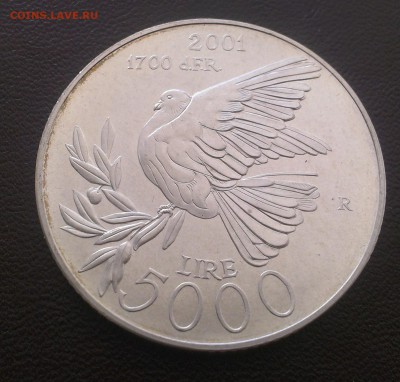 Сан Марино 5000 лир 2001 Голубь - IMAG1860