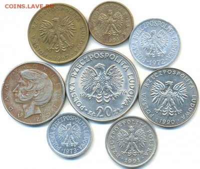8 польских монет 1972-1991 (см. описание); до 08.06_22.20мск - 8864