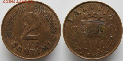 Прибалтика довоенная по фиксу - 2.8. - Латвия 2 сантима 1939   446