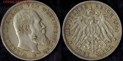 3 марки 1911 Вюрттемберг есть блиц до 13.06.15 22.00мск - 1911