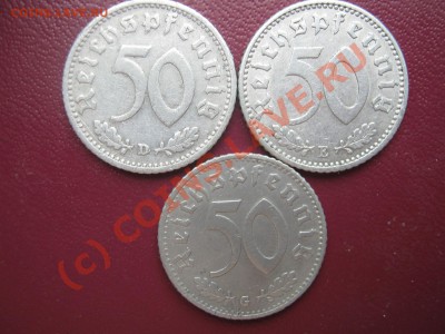 Германия 50 пфенингов 1940 D, 1941 E, 1943 G. - Изображение 4940