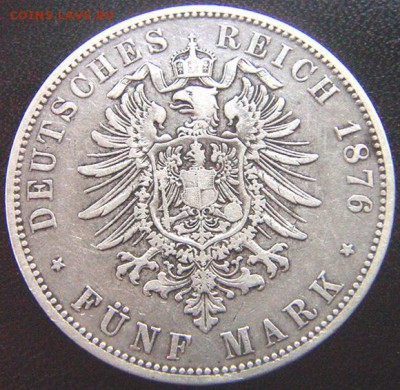 Германия. Пруссия_5 марок 1876. Крупное серебро_15.06_22.14м - 10076