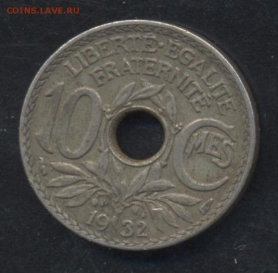 Франция 10 сантимов 1932 г.   17.06.15 г. 22 -00 МСК. - Франция 32