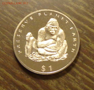 ЛИБЕРИЯ - доллар ГОРИЛЛА С ДЕТЕНЫШЕМ до 19.06, 22.00 - Либерия обезьяны - 1