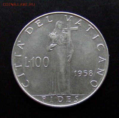 4 - Ватикан 100 лир (1958) «Фидес – богиня согласия» Р
