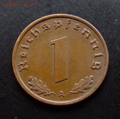 4 - Германия (3-й Рейх) 1 рейхспфенниг (1939 А) бронза (XF) Р