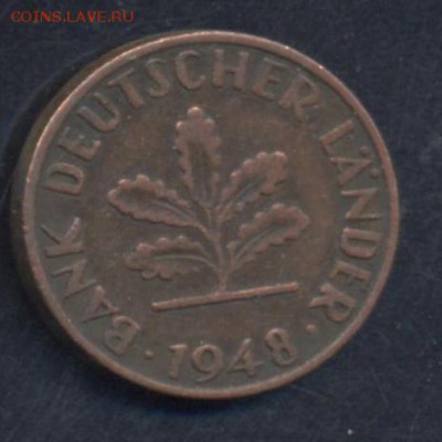 Германия 1 пфенниг 1948 г. F  20.06.15 г. 22 -00 МСК. - Германия1