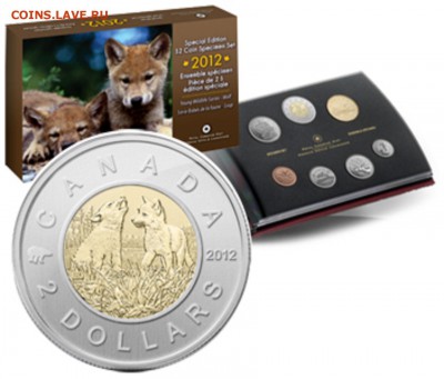 Канада. 2012г. абор монет "Волчата". Proof. До 27.06 в 22.00 - 1111111