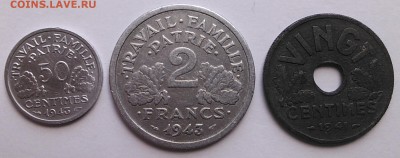 Франция, 3 монеты Виши 1941,1943, до 27.06.15_22:00мск - 1