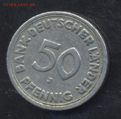 ФРГ 50 пфеннигов 1949 г.J   23.06.15 г. 22 -00 МСК. - ФРГ 49